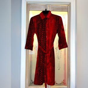 Belted Snake Print Shirtdress